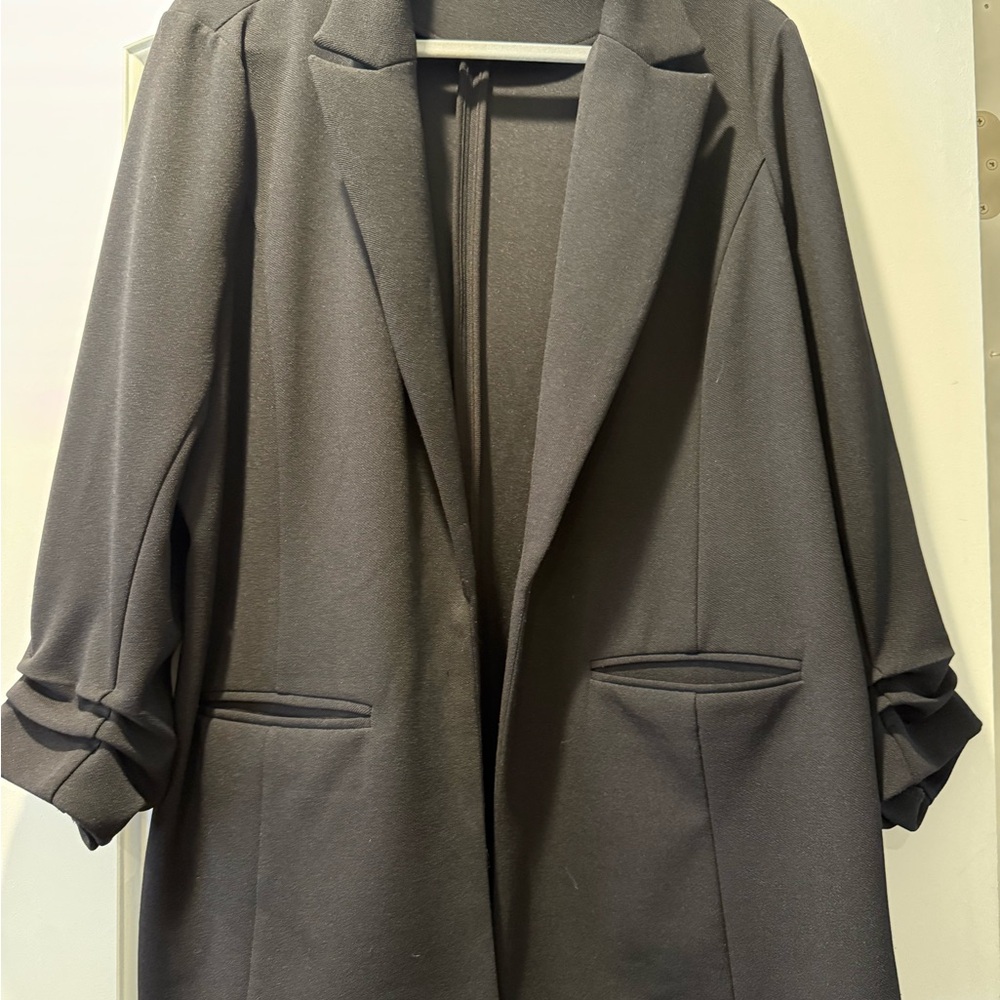 Bar III Black Blazer Relaxed Fit with Rolled Sleeves
